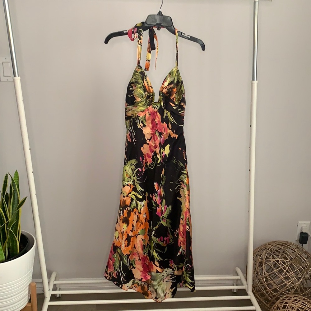 Cache Multicolor Floral High Low Dress
